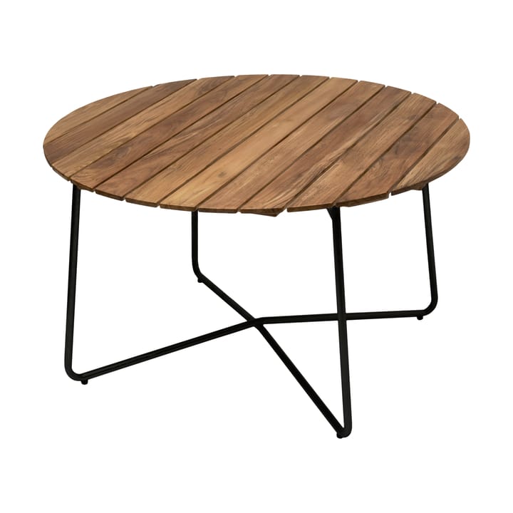 9A dining table, Untreated teak-black, Ø120 cm Grythyttan Stålmöbler