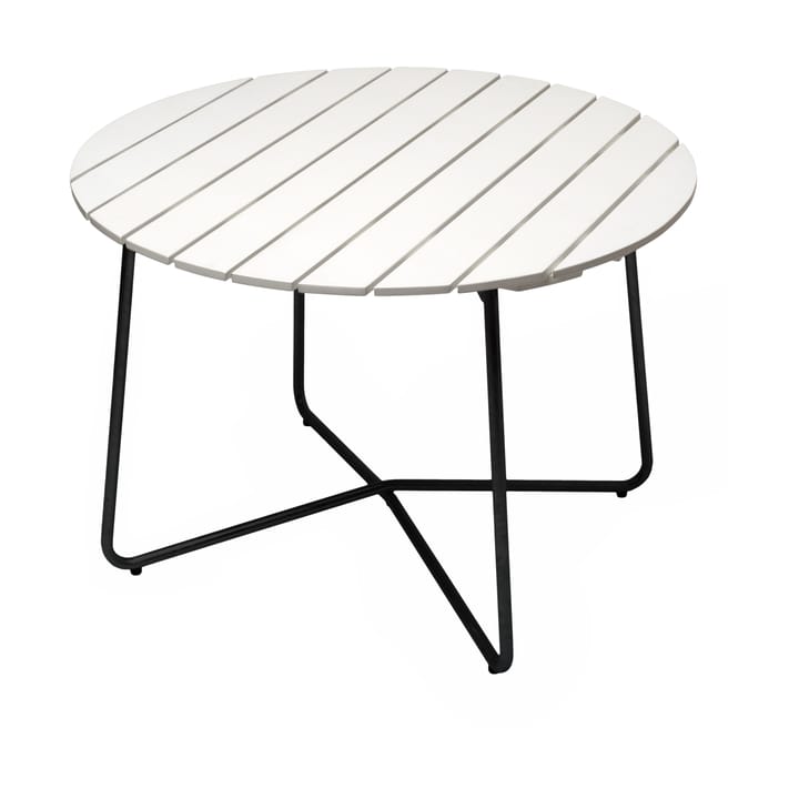 9A dining table, White lacquered oak-black, Ø100 cm Grythyttan Stålmöbler