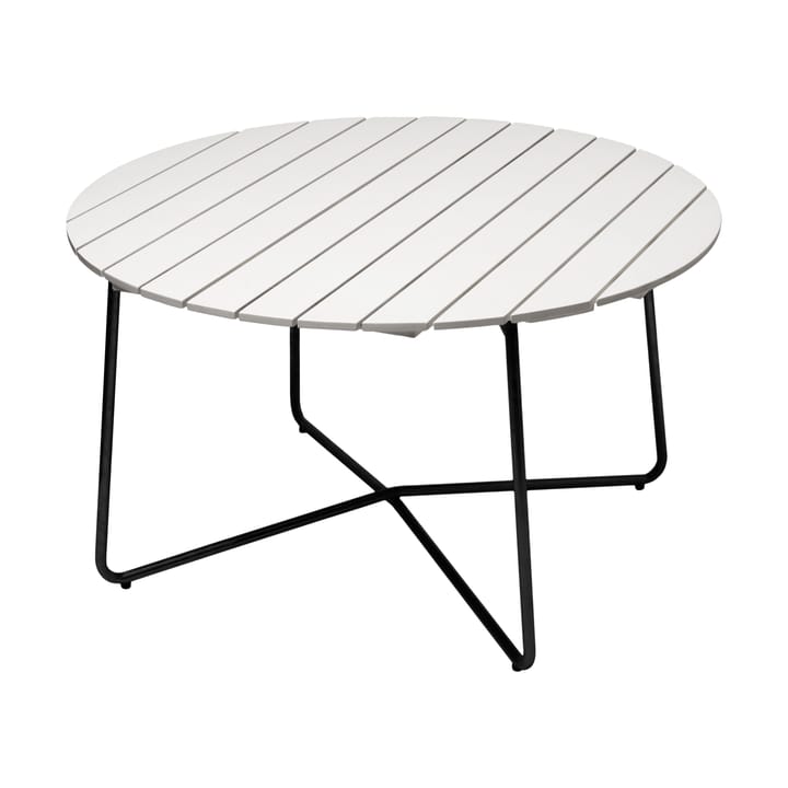 9A dining table, White lacquered oak-black, Ø120 cm Grythyttan Stålmöbler