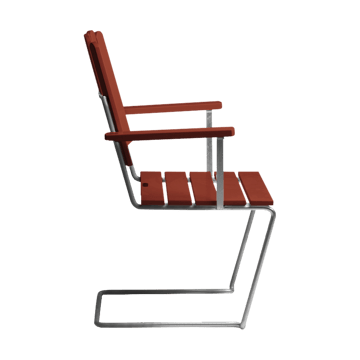 A2 armchair - Dark red lacquered oak-galvanized base - Grythyttan Stålmöbler