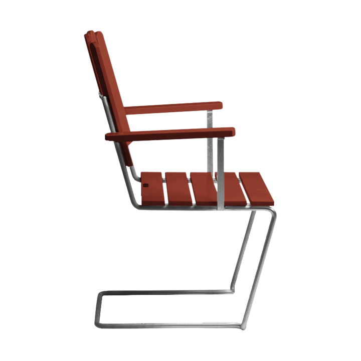 A2 armchair, Dark red lacquered oak-galvanized base Grythyttan Stålmöbler