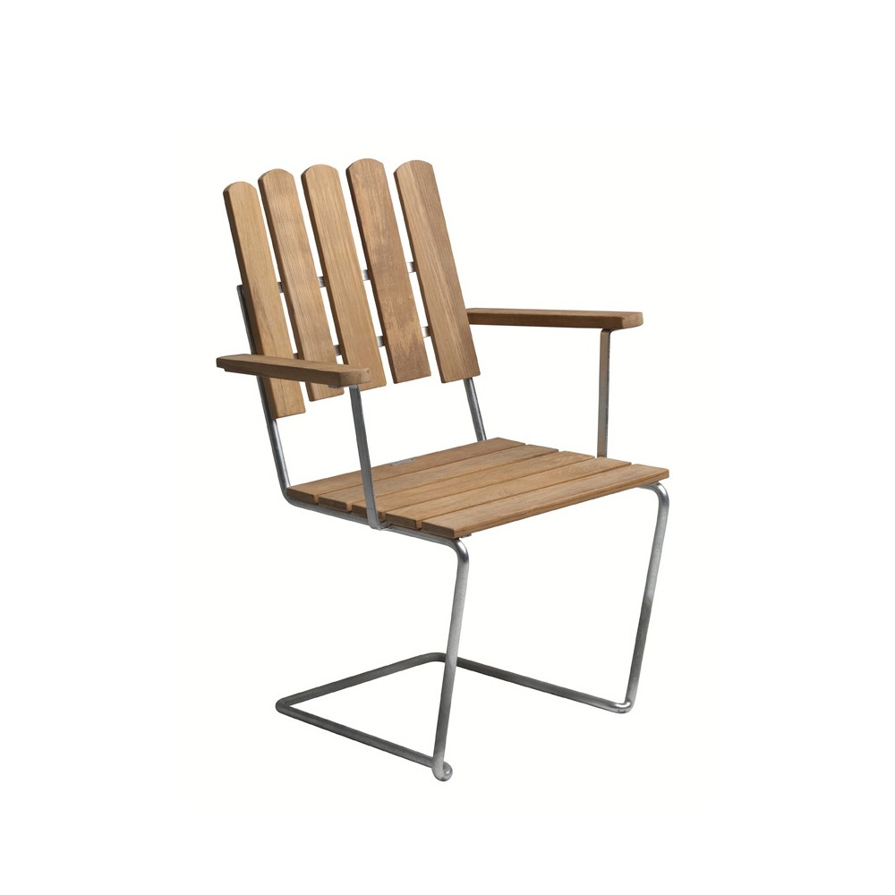 Grythyttan Stålmöbler A2 armchair Teak-hot-dip galvanized stand