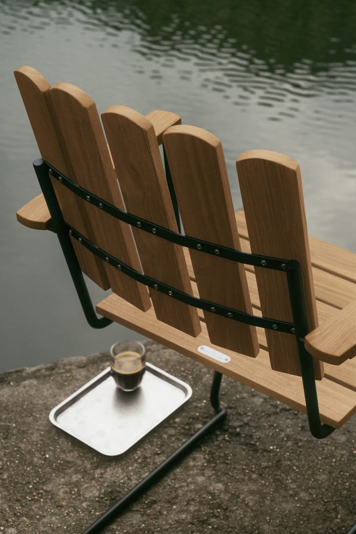 A2 armchair, Untreated teak-black base Grythyttan Stålmöbler