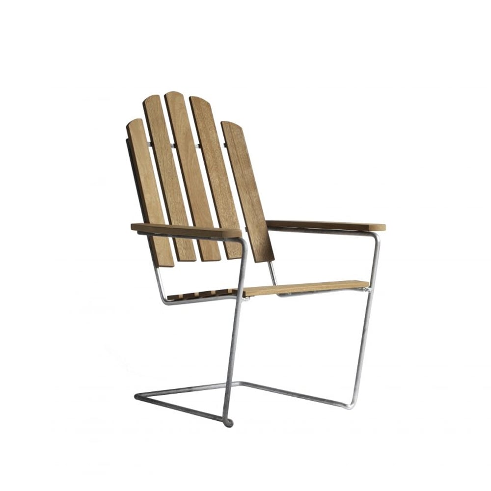 Grythyttan Stålmöbler A3 sun chair Oak oil-hot-dip galvanized stand