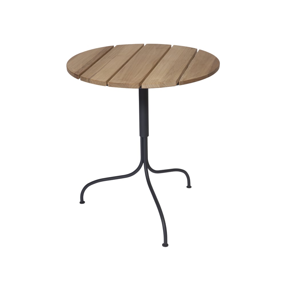 Grythyttan Stålmöbler Akleja table Ø65cm Teak-dark grey stand