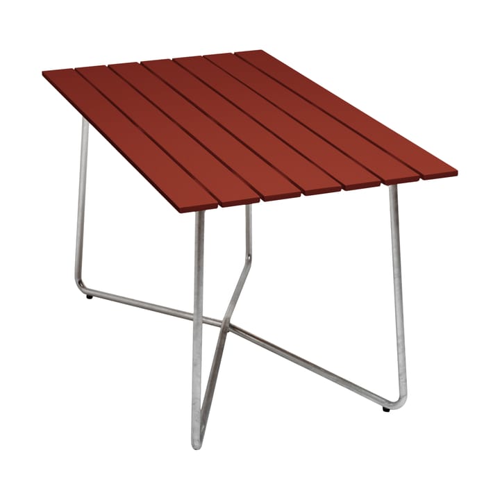 B25A table - Dark red lacquered oak-galvanized base - Grythyttan Stålmöbler