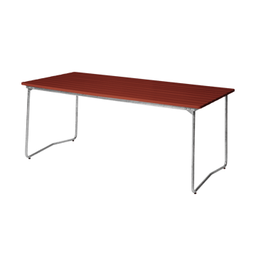 B31 170 dining table - Dark red lacquered oak-galvanized base - Grythyttan Stålmöbler