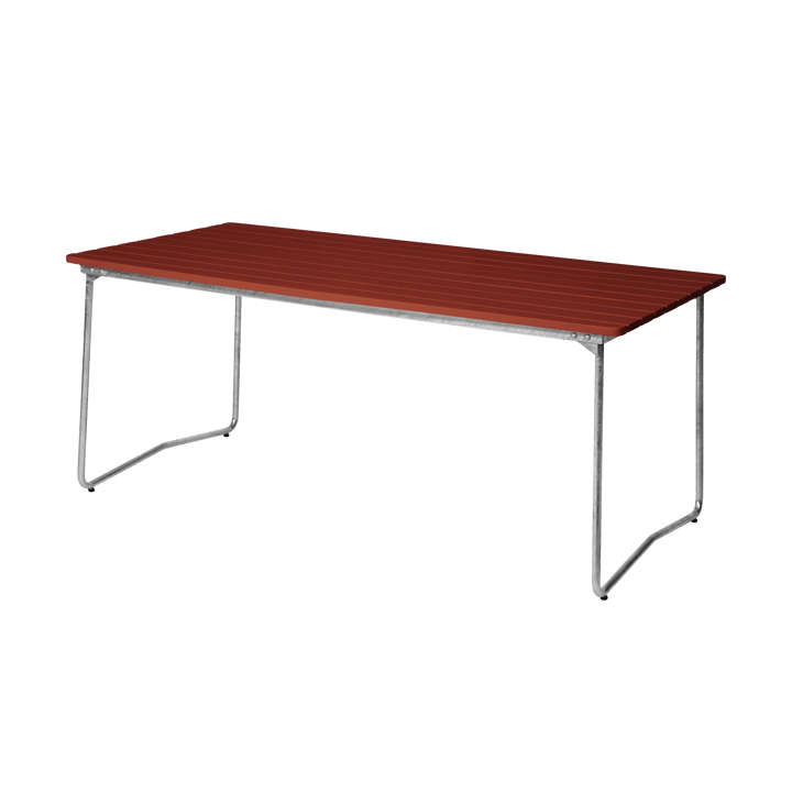 B31 170 dining table - Dark red lacquered oak-galvanized base - Grythyttan Stålmöbler