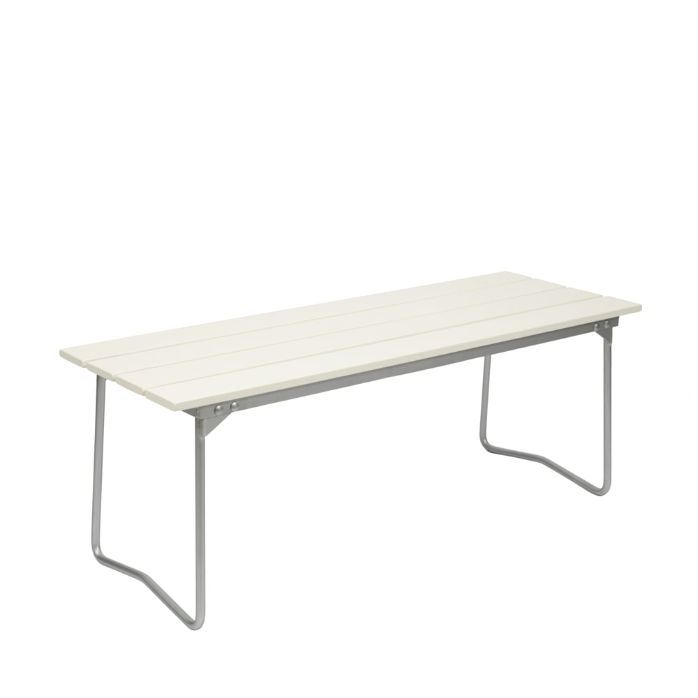 Grythyttan Stålmöbler Bänk 8 bench White lacquer oak-hot-dip galvanized steel stand