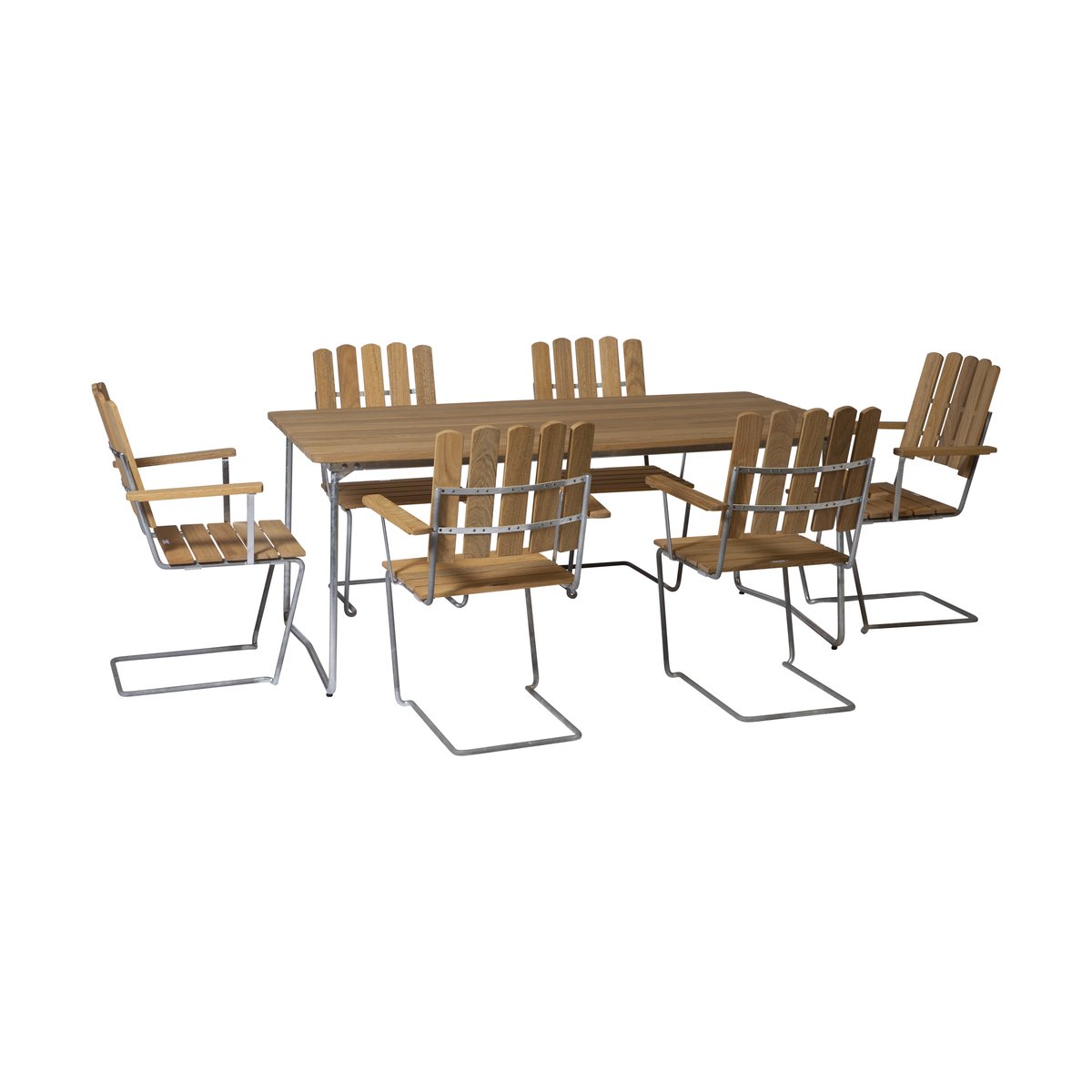 Grythyttan Stålmöbler Grythyttan dining set oak B31 170cm + 6pcs A2