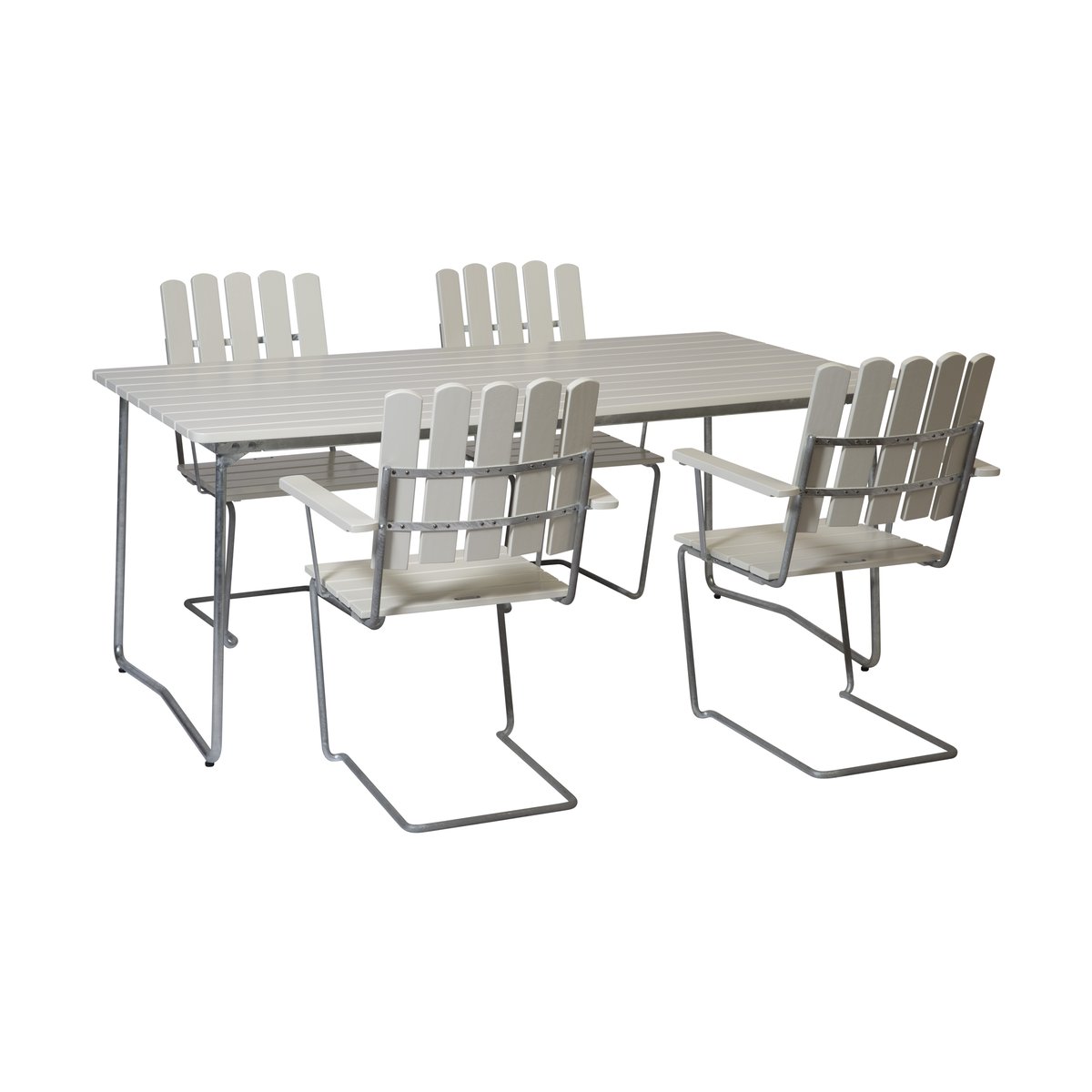 Grythyttan Stålmöbler Grythyttan dining set white B31 170 cm + 4pcs A2