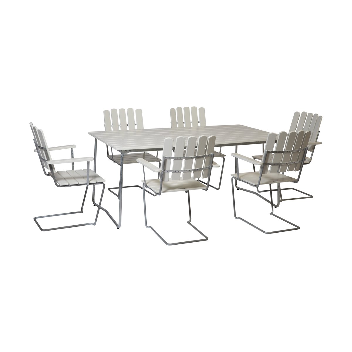 Grythyttan Stålmöbler Grythyttan dining set white B31 170 cm + 6pcs A2