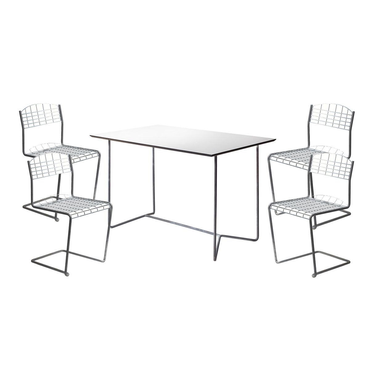 Grythyttan Stålmöbler High Tech dining set - rectangular dining table