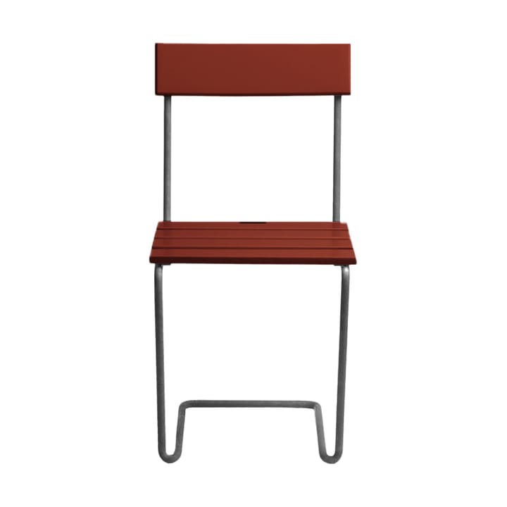 Stol 1 chair, Dark red lacquered oak-galvanized base Grythyttan Stålmöbler