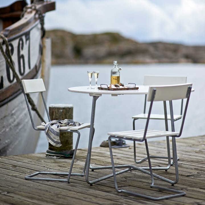 Stol 1 chair, White lacquer oak-hot-dip galvanized Grythyttan Stålmöbler