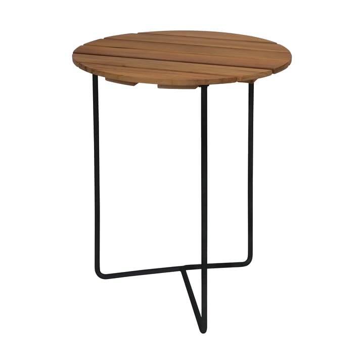 Table 6B table Ø60 cm - Untreated teak-black base - Grythyttan Stålmöbler