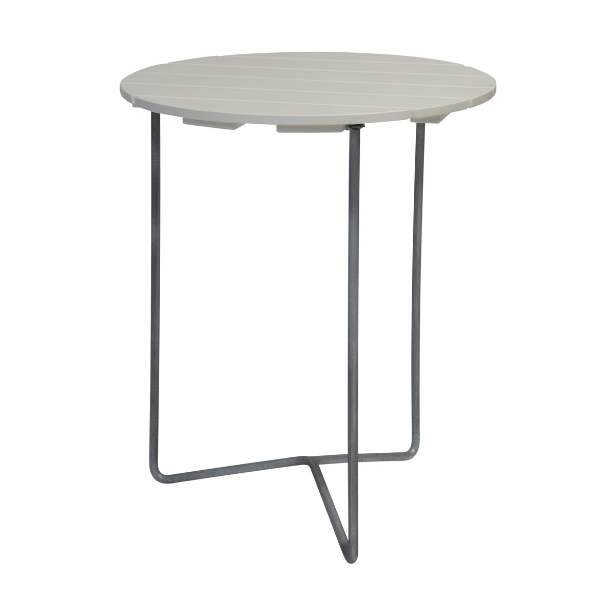 Grythyttan Stålmöbler Table 6B table Ø60 cm White lacquered oak-galvanized legs