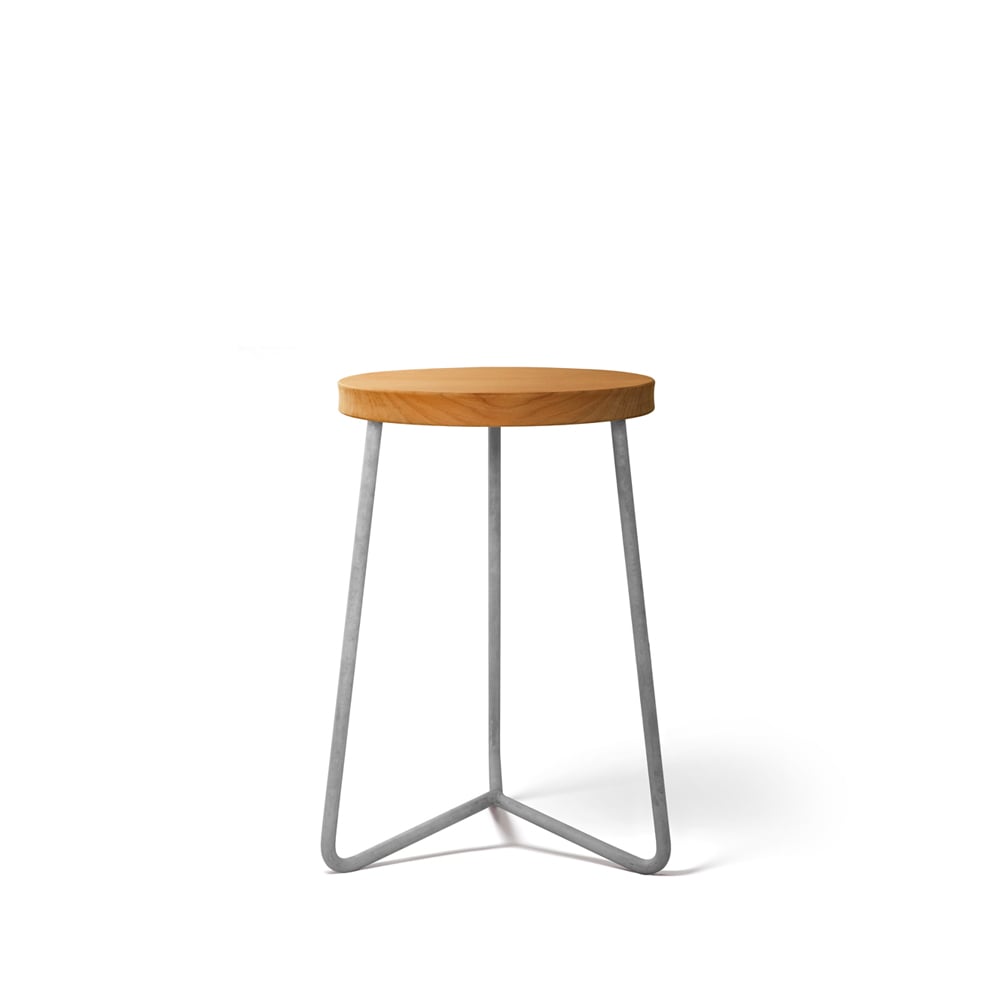 Grythyttan Stålmöbler V-1 stool Teak-45-hot-dip galvanized steel stand