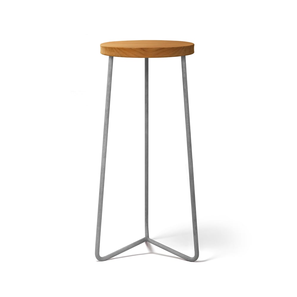 Grythyttan Stålmöbler V-1 stool Teak-63-hot-dip galvanized steel stand