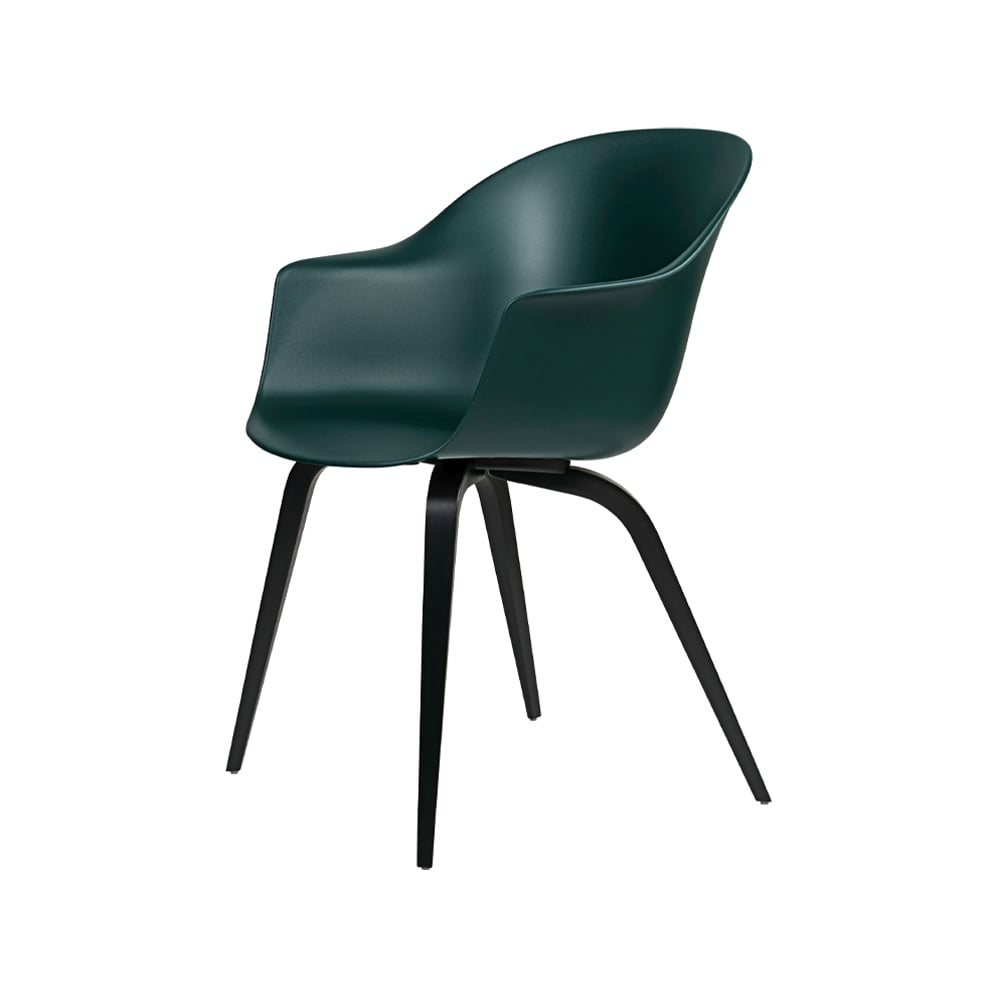 GUBI Bat Chair Dark green, black stained ash legs