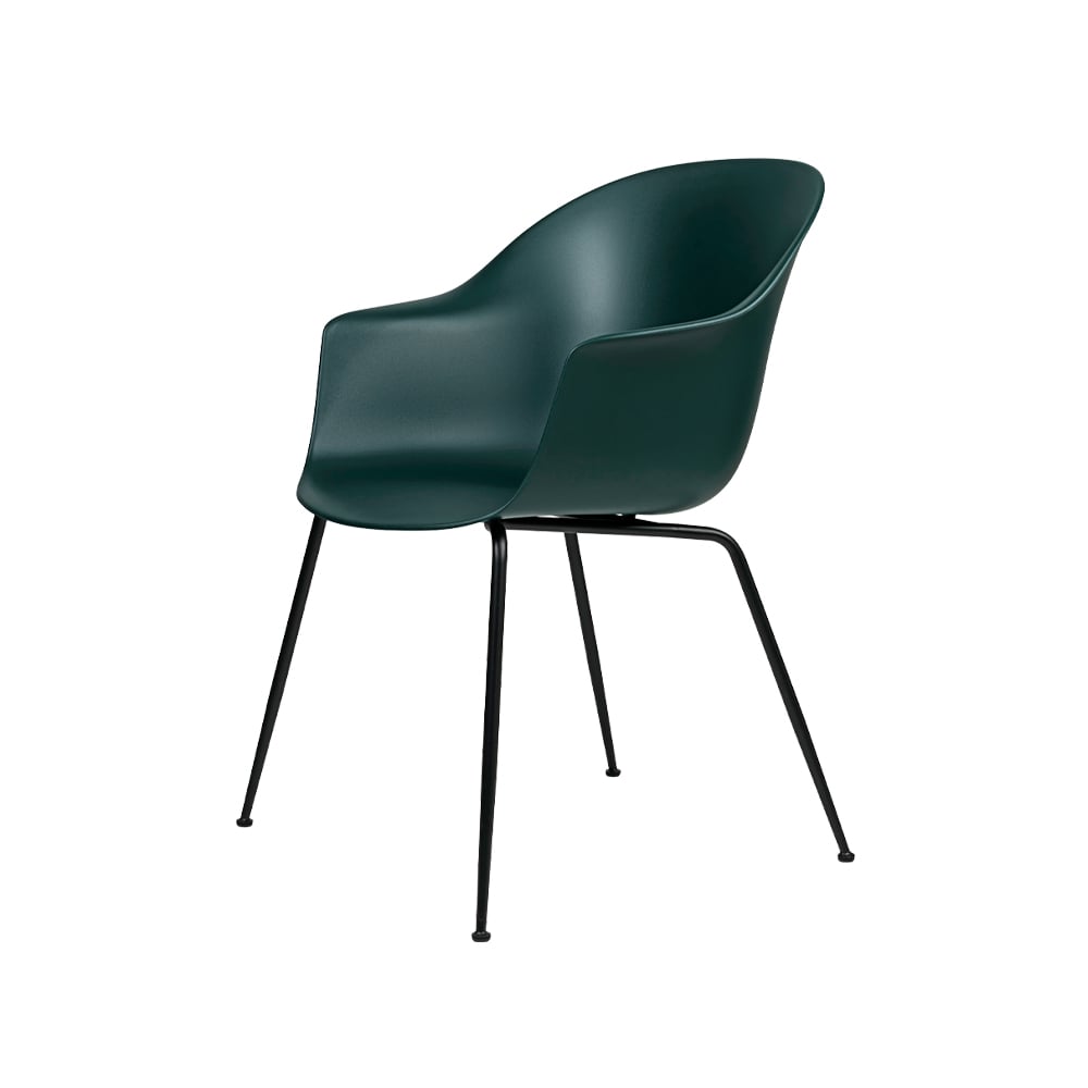 GUBI Bat Chair Dark green, black steel legs