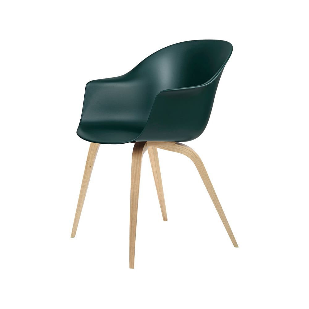 GUBI Bat Chair Dark green, matte lacquered oak legs