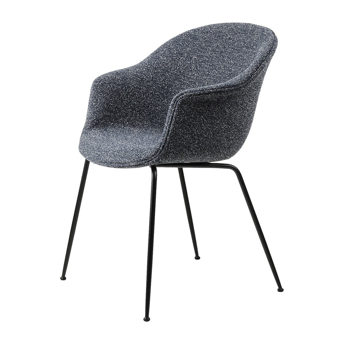 GUBI Bat Dining Chair - - fully upholstered, conic base Around bouclé 023-black