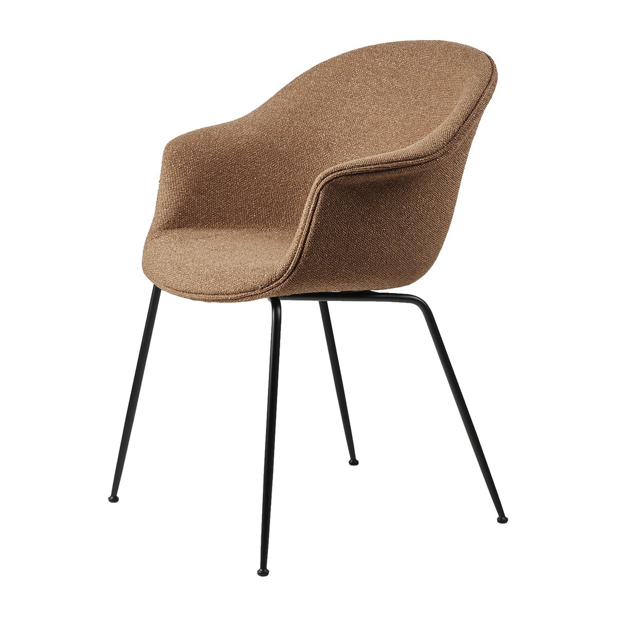 GUBI Bat Dining Chair - - fully upholstered, conic base Around bouclé 032-black