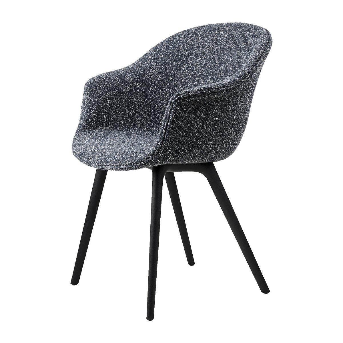 GUBI Bat Dining Chair - - fully upholstered, plastic base Around bouclé 023-black