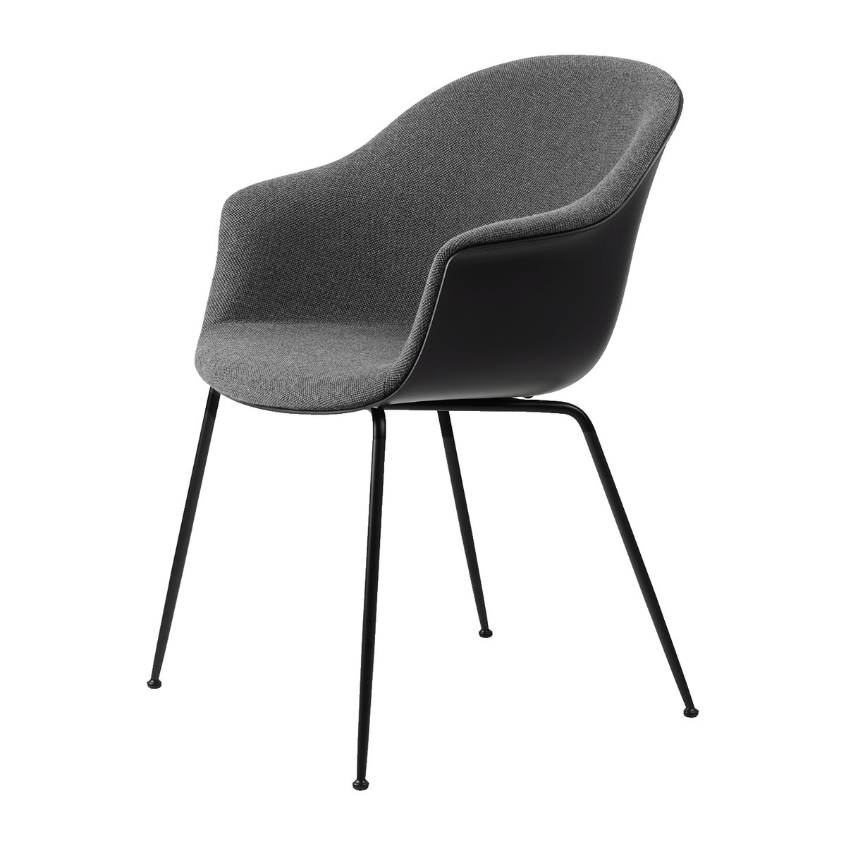 GUBI Bat Dining Chair - upholstered front, conic base Hallingdal 65 nr.173-black