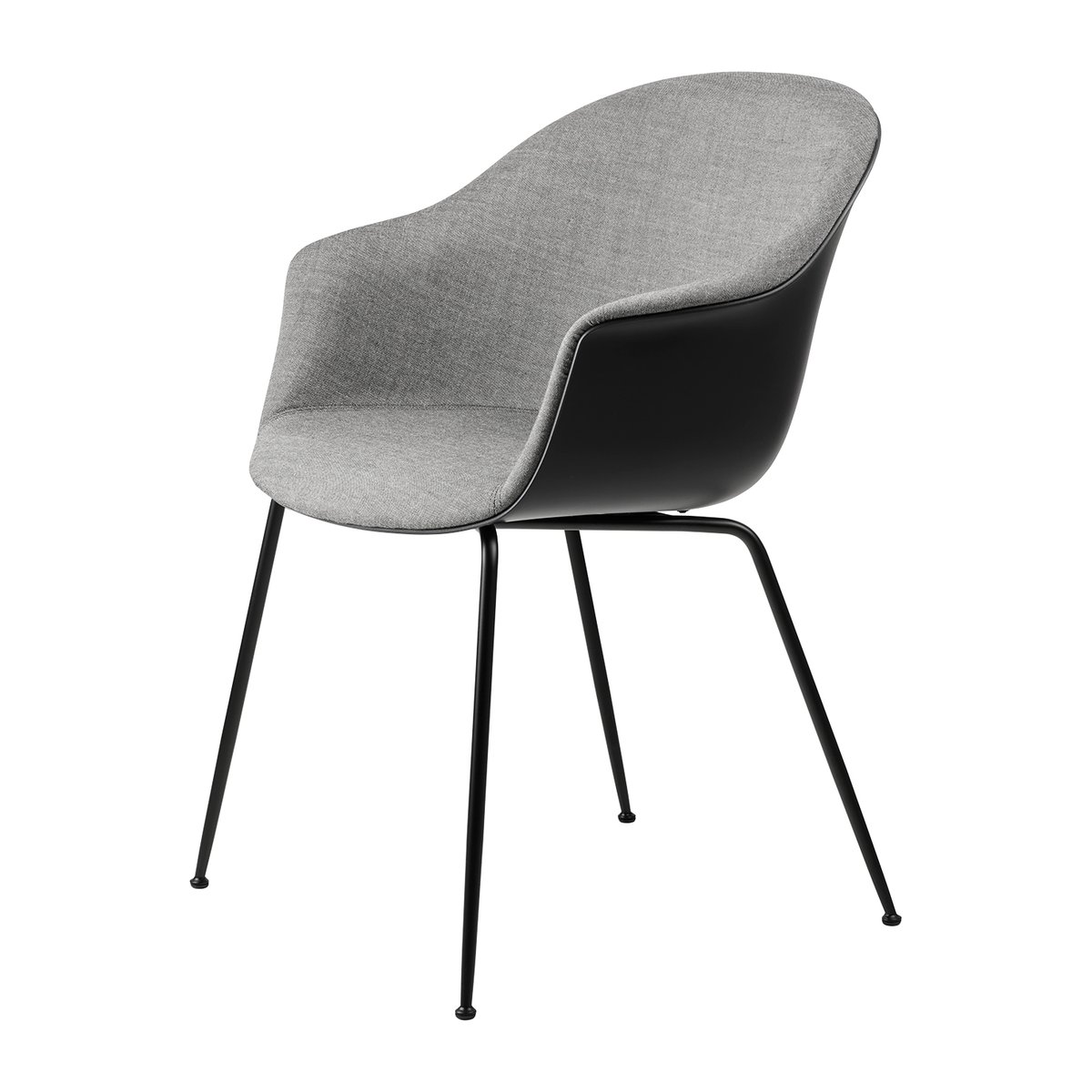 GUBI Bat Dining Chair - upholstered front, conic base Remix 3 nr.152-black