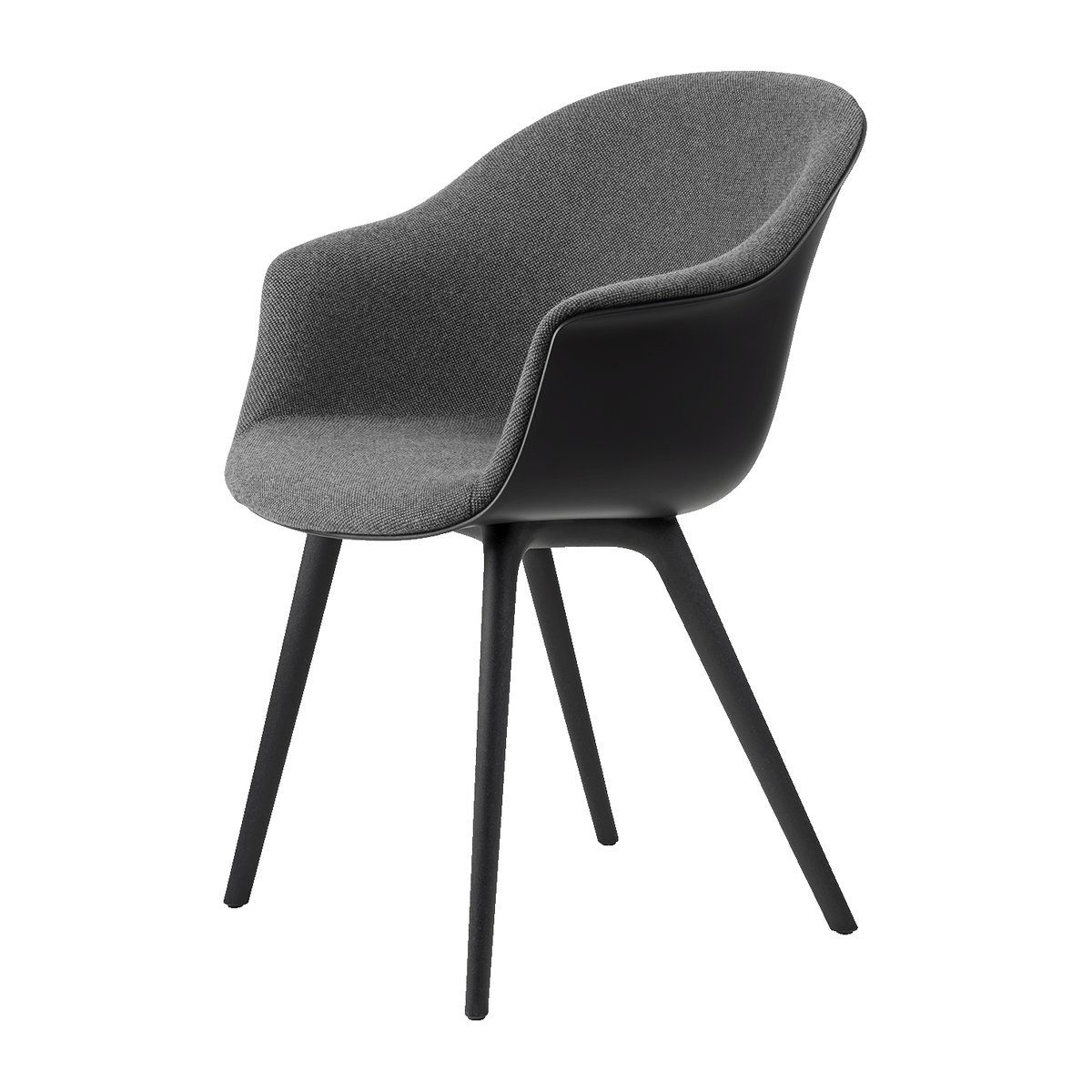 GUBI Bat Dining Chair - upholstered front, plastic base Hallingdal 65 nr.173-black