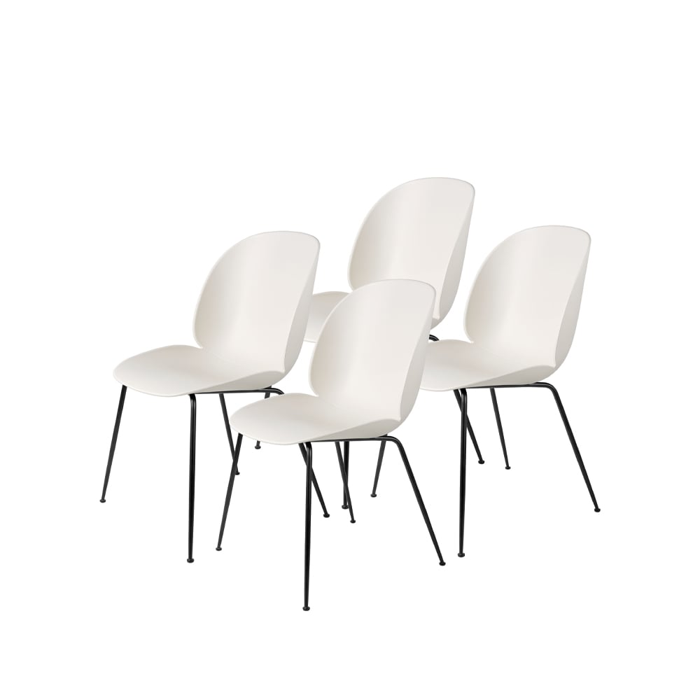 GUBI Beetle 4-pack Chair Alabaster white, black steel legs