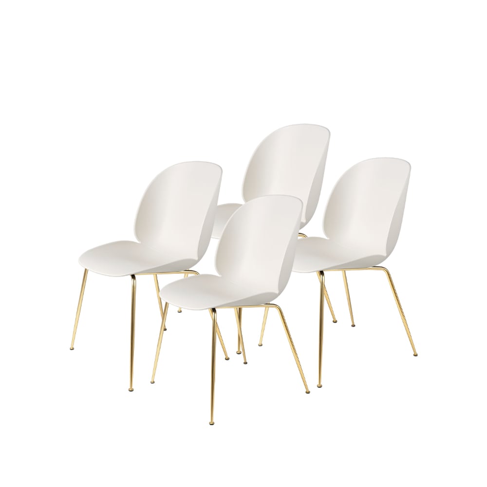 GUBI Beetle 4-pack Chair Alabaster white-brass legs