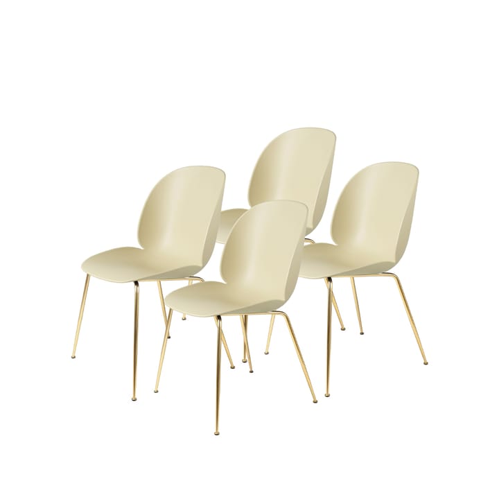 Beetle 4-pack Chair - Pastel green, brass legs - GUBI