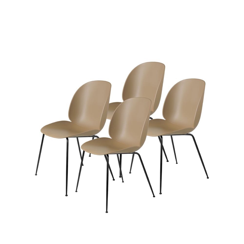 GUBI Beetle 4-pack Chair Pebble brown, black steel legs