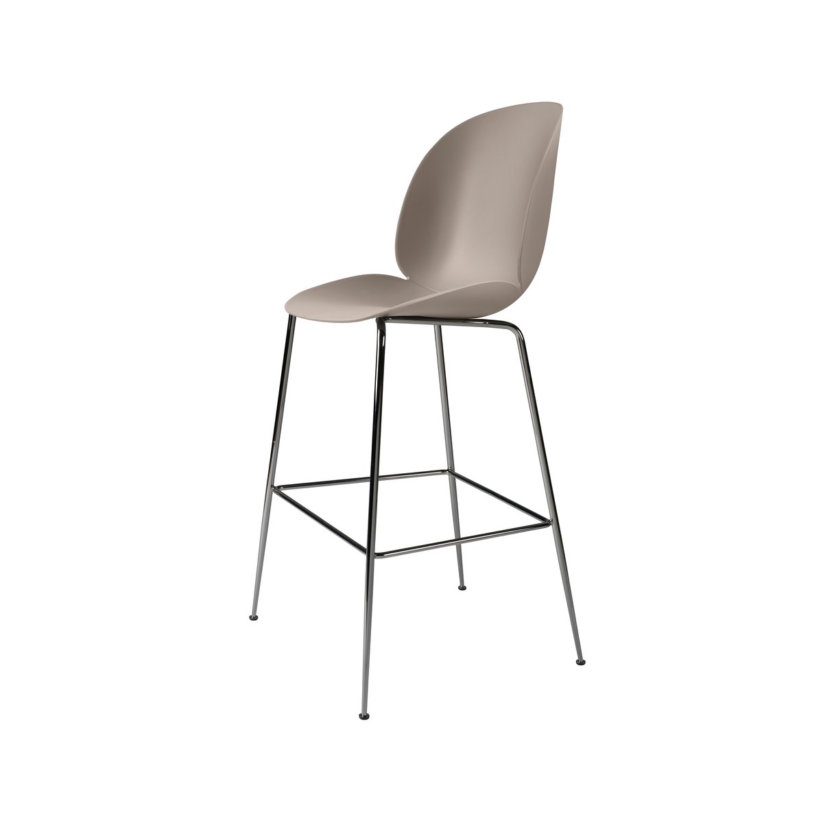 GUBI Beetle Barstool high New beige, black chrome steel legs