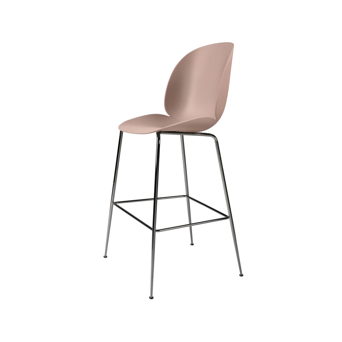 GUBI Beetle Barstool high Sweet pink, black chrome steel legs