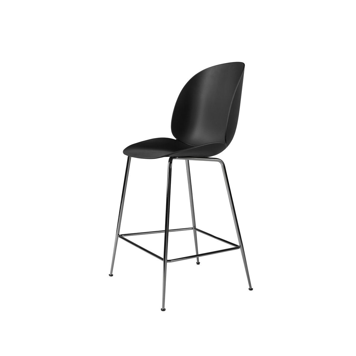 GUBI Beetle barstool low Black, black chromed steel legs