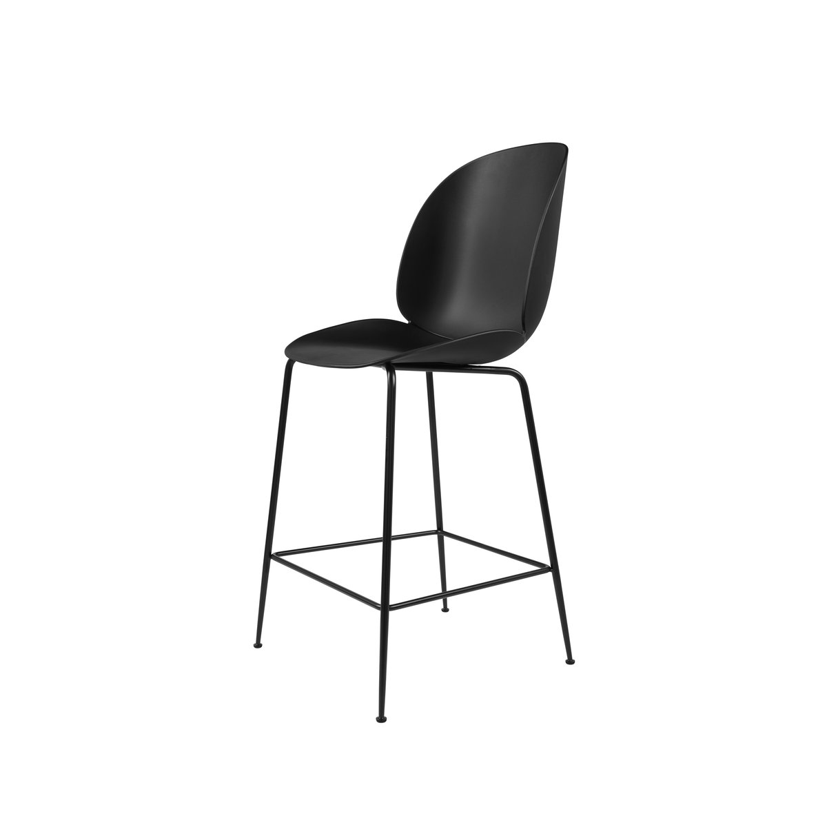 GUBI Beetle barstool low Black, black steel legs