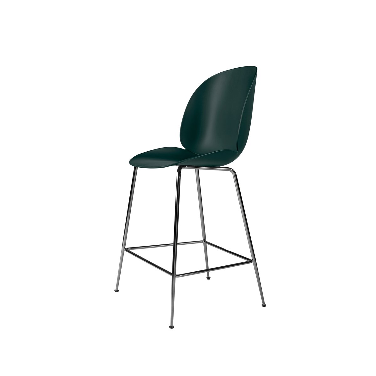 GUBI Beetle barstool low Dark green, black chromed steel legs