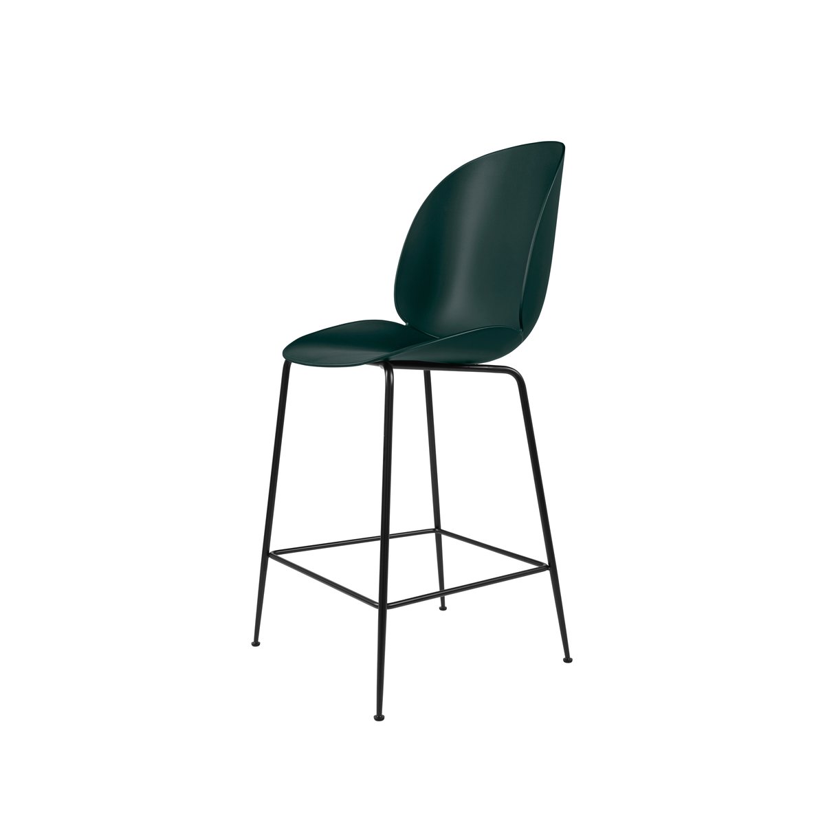 GUBI Beetle barstool low Dark green, black steel legs