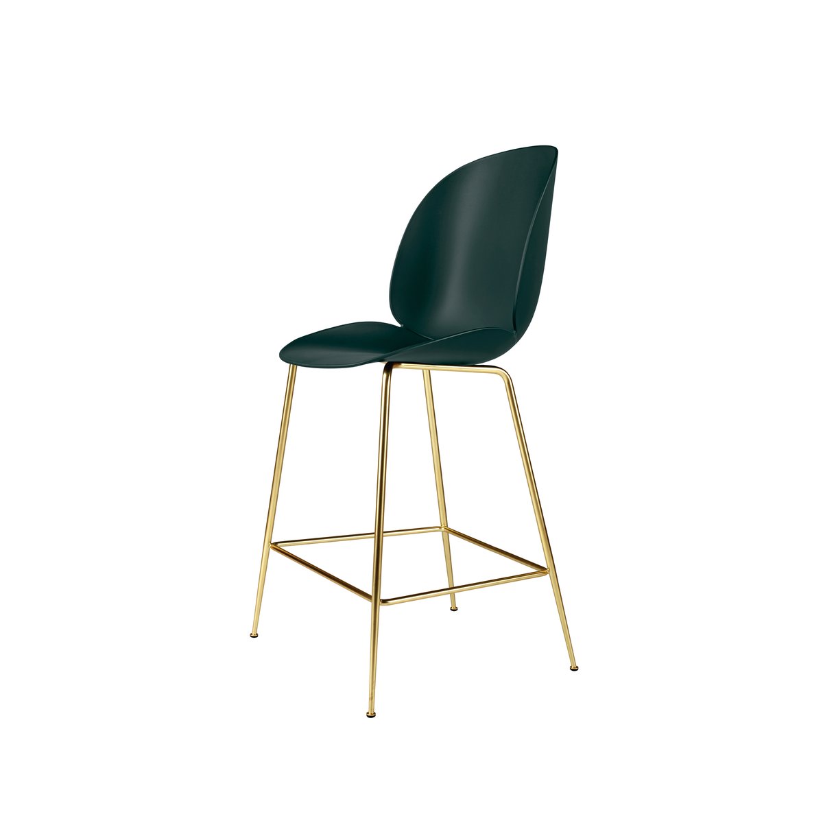 GUBI Beetle barstool low Dark green, brass legs