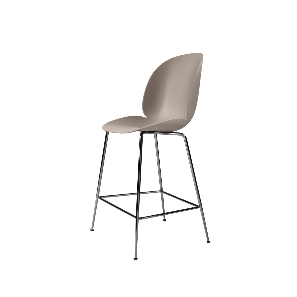 GUBI Beetle barstool low New beige, black chromed steel legs