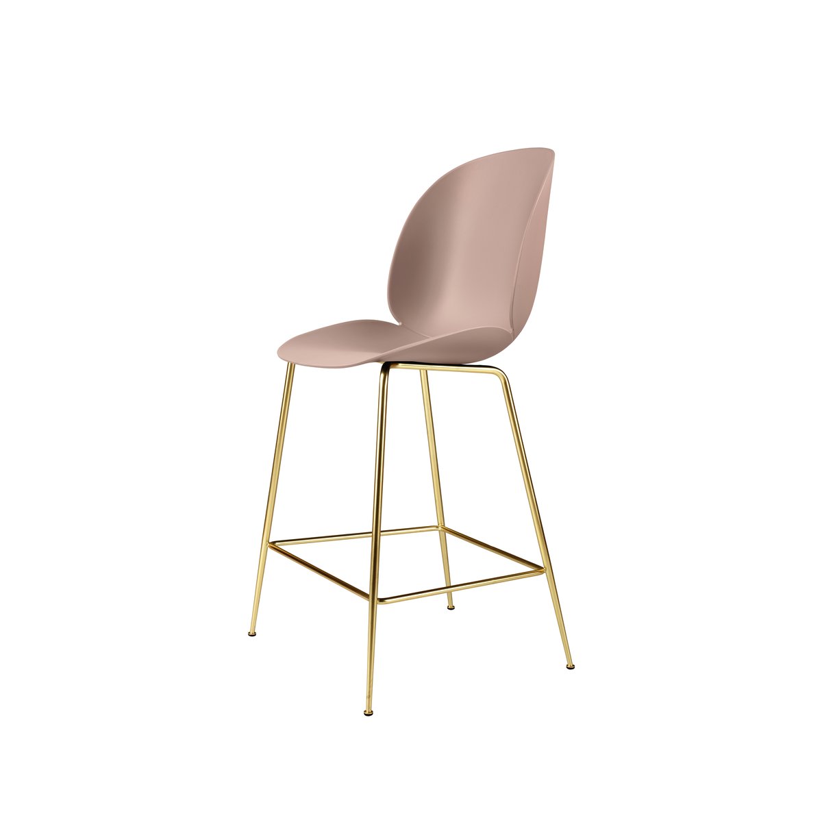 GUBI Beetle barstool low Sweet pink, brass legs