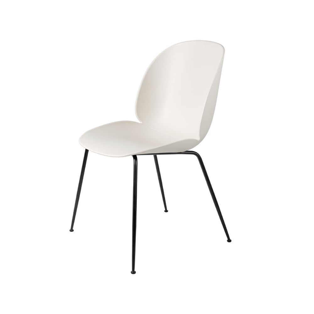 GUBI Beetle chair Alabaster white, black steel legs