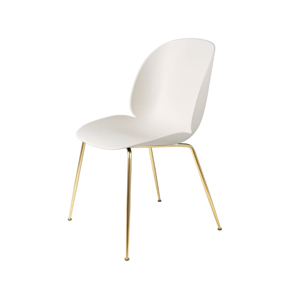 GUBI Beetle chair Alabaster white-brass legs