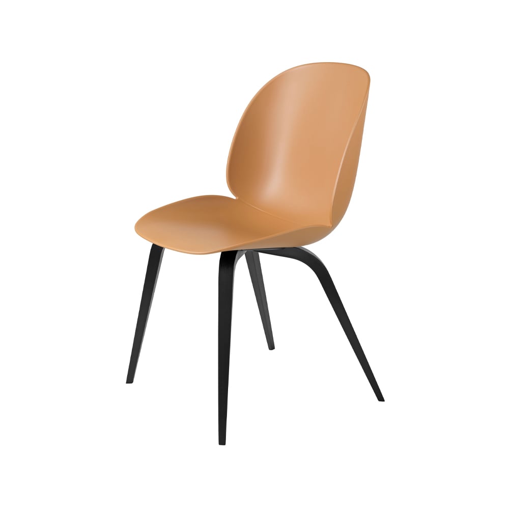 GUBI Beetle chair Amber brown, black stained birch legs