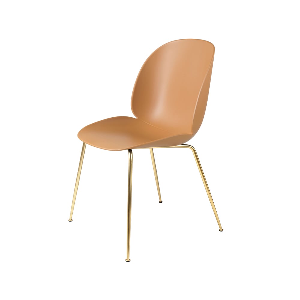 GUBI Beetle chair Amber brown, brass legs