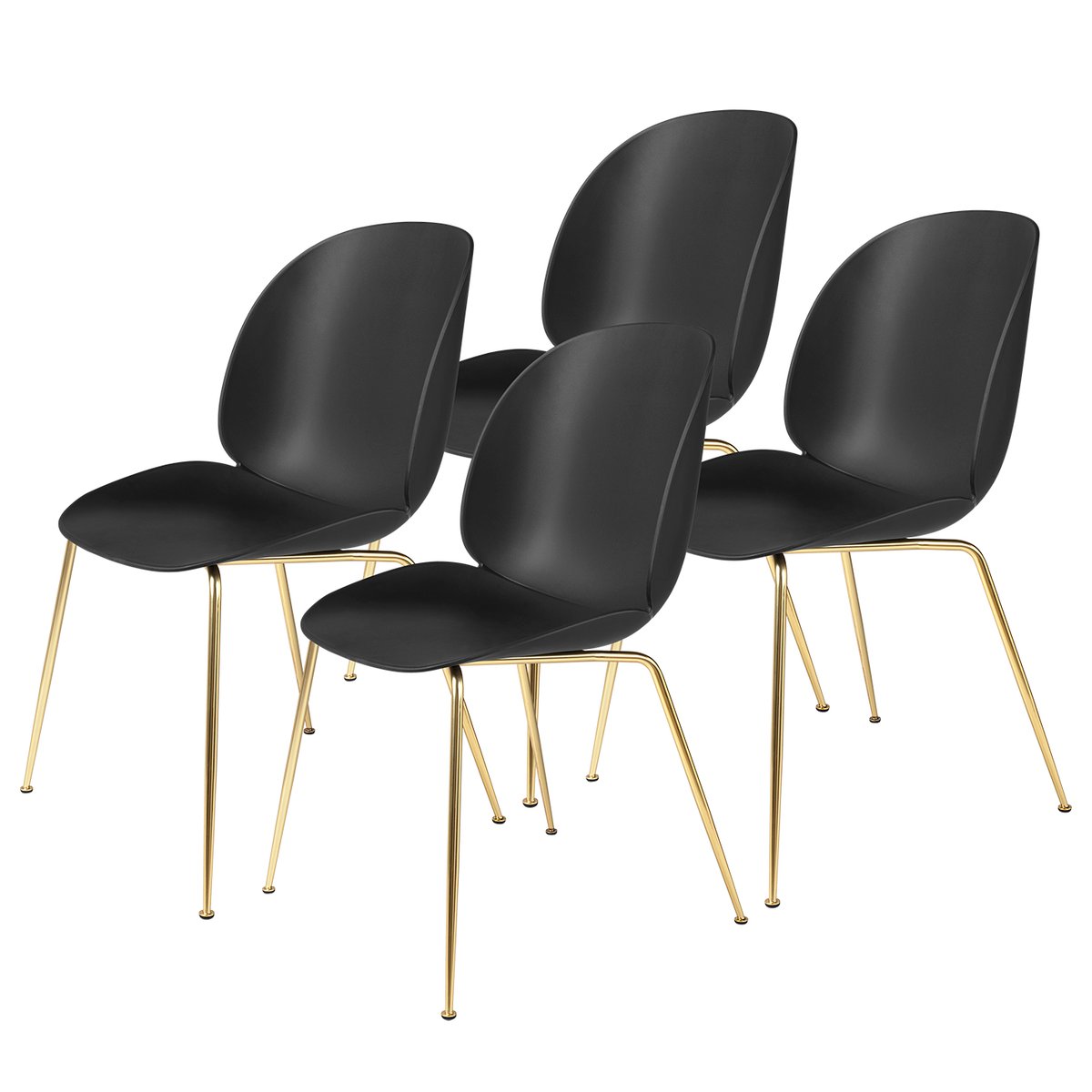 GUBI Beetle chair brass legs 4-pack black